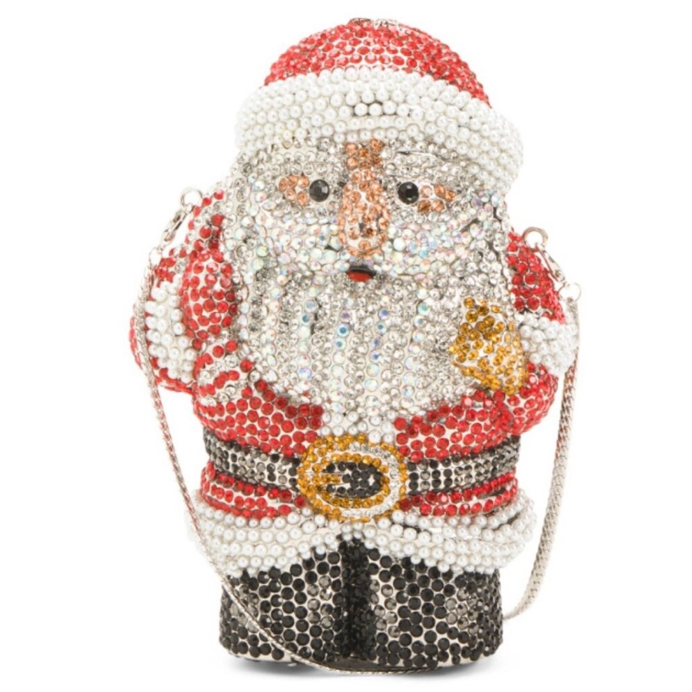 ♥️💚Santa Jeweled Bag by Natasha 8x7 inch Detachable shoulder strap Brand New♥️